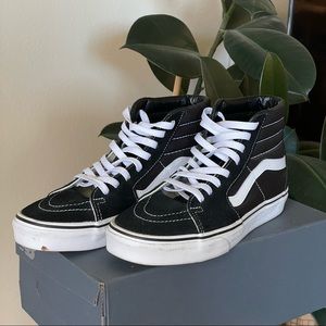 VANS Sk8-Hi Black & White Shoes - 9womens